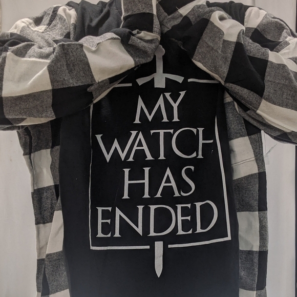 Game of Thrones Nights Watch OOAK Handmade Upcycled Reworked Flannel Top - Picture 2 of 5